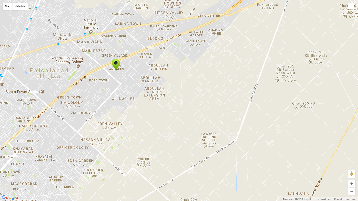 ChenOne Luxury Apartments and Homes Faisalabad Location Map